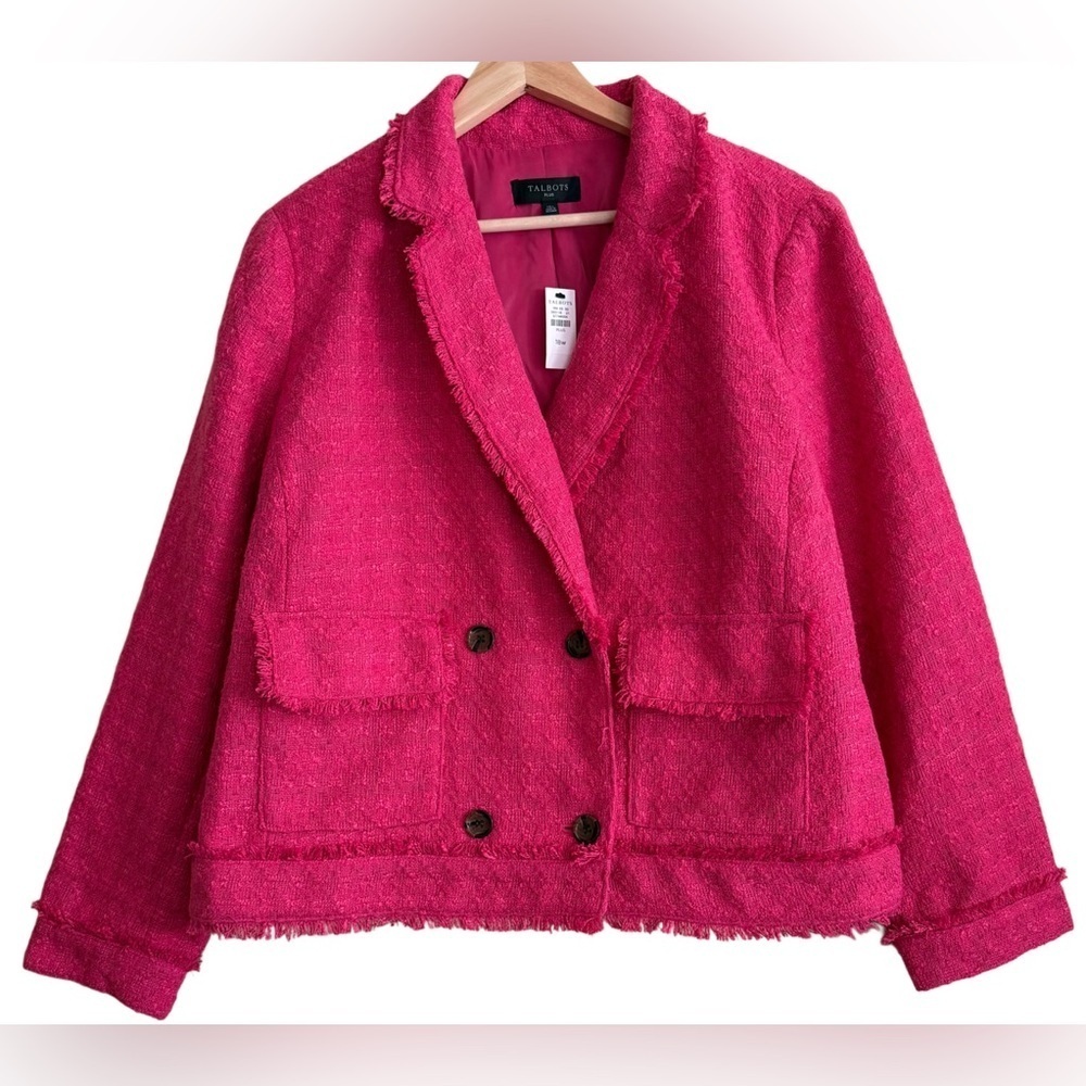 TALBOTS Vibrant Preppy Business Casual Double Breasted Tweed Blazer Sz 18W NWT